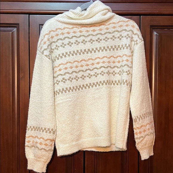 Hem & Thread Cream and Tan Cowl Neck Sweater - Picture 7 of 7
